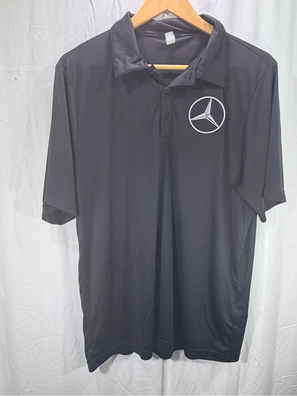 Men's Black Polo Shirt with Mercedes-Benz Star Logo